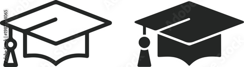 Graduation cap icon. line and glyph version, student hat outline and filled vector sign. Academic cap linear and full pictogram. Education symbol, logo illustration. Different style icons set