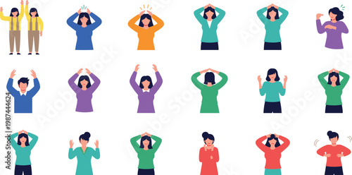 People Stress and Anxiety Emotion Vector Set with Worried, Frustrated and Nervous Characters Showing Mental Health Problems and Emotional Reactions Illustration