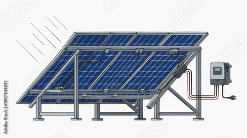 A close-up view of solar panels generating renewable energy from the sun in an eco-friendly way.