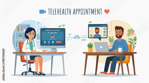 Visual communication between doctor and patient, using digital connection during appointment. A modern and seamless healthcare experience with telehealth.