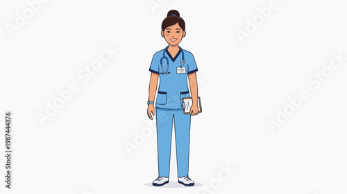 An illustration of a healthcare professional in uniform, embodying compassion, care, and medical expertise.
