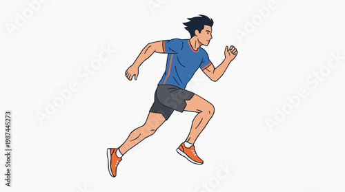 A dynamic illustration of a male runner, captured mid-stride, showcasing the energy of athleticism and the dedication to fitness.