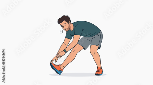 A fit person, diligently performs stretching exercises, the focus on enhancing flexibility, balance, and athletic performance. This digital illustration encapsulates the dedication to fitness.