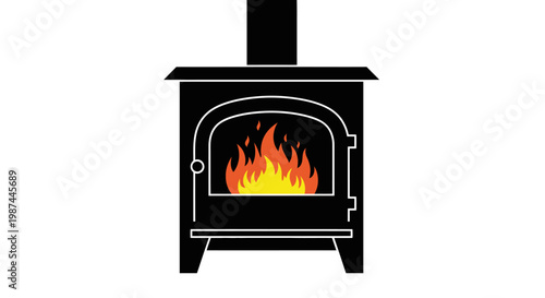 Classic Wood Burning Stove with Warm Flames.