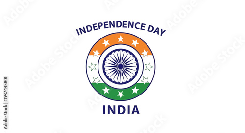 Indian Independence Day Celebration Emblem.