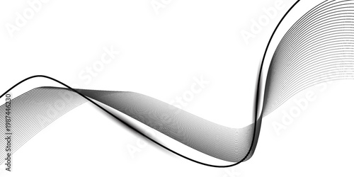Abstract wave element for design. Digital frequency track equalizer. Stylized line art background. Vector illustration. Wave with lines created using blend tool. Curved wavy line, smooth stripe.
