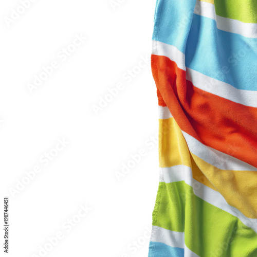 Colorful striped beach towel with soft fabric texture