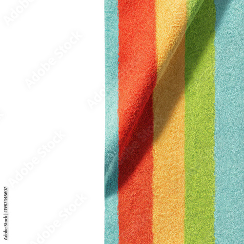 Bright striped beach towel with textured fabric detail