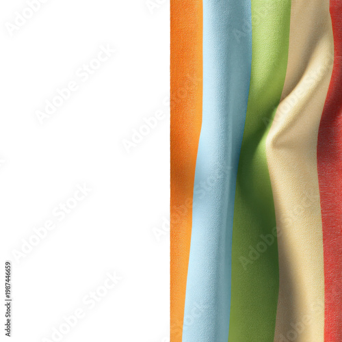 Colorful striped towel with smooth soft fabric folds