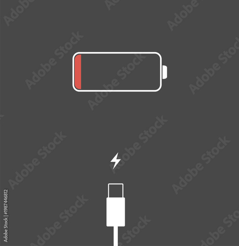 Low Battery Charging Icon on Dark Background