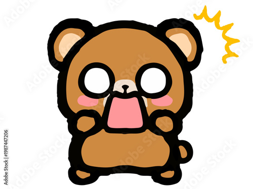 ビックリして驚くクマの落書き風イラスト素材