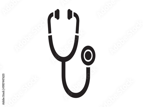Black and white stethoscope icon a symbol of healthcare and medical diagnosis