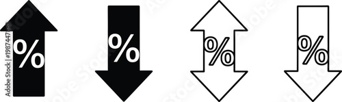 Percentage discount arrows up down double and outline variations