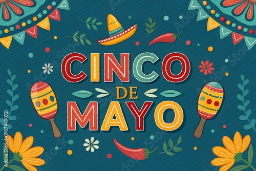 Cinco de mayo celebration vibrant illustration with traditional mexican elements