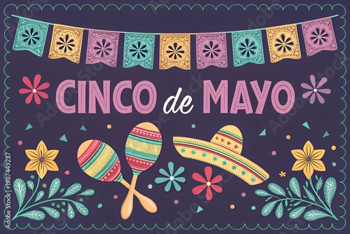 Cinco de mayo celebration festive decorations and traditional mexican elements