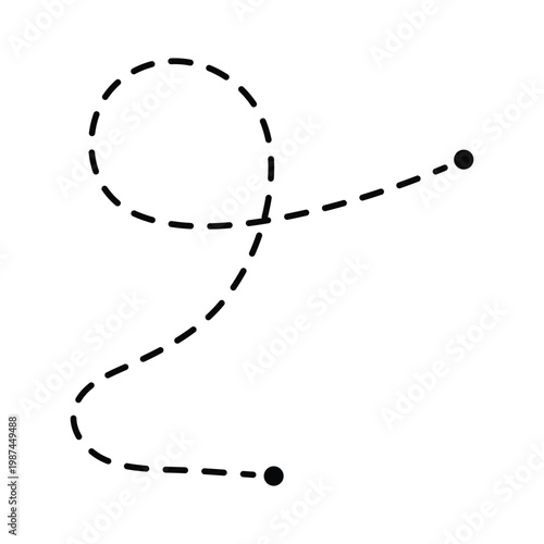 Dashed Looped Path with Dots Map Route Connection Vector Illustration
