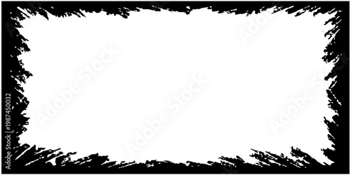 Grunge leaf frame border with rough textured edges for text and design