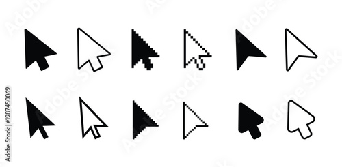 Set of Mouse Cursor and Arrow Pointer Icons for UI Web Design
