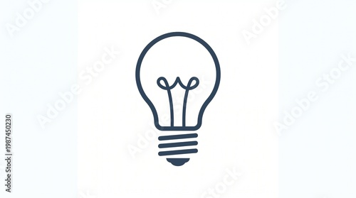 Simple line art light bulb icon on white background