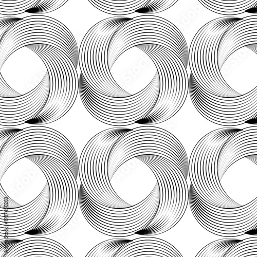 Tableau sur toile Interlocking Circular Loop Optical Illusion Abstract Vector Design