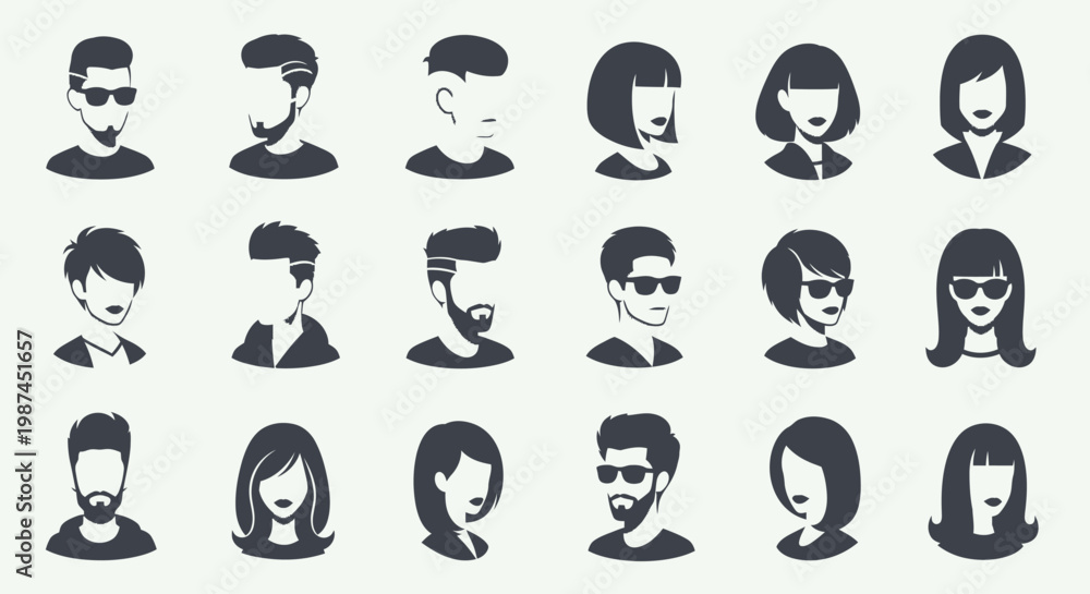 Fototapeta premium Diverse collection of anonymous male and female avatar icons.