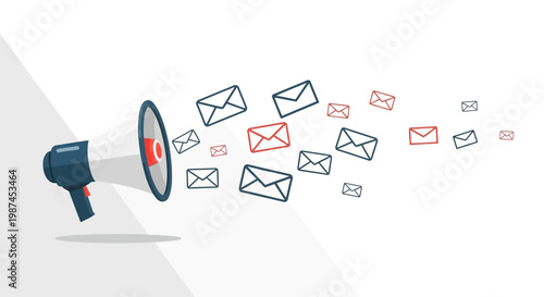 Megalophone with envelopes coming out.