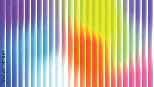 A bright and airy abstract background presents a luminous central glow illuminating vertical stripes in a soft rainbow gradient.