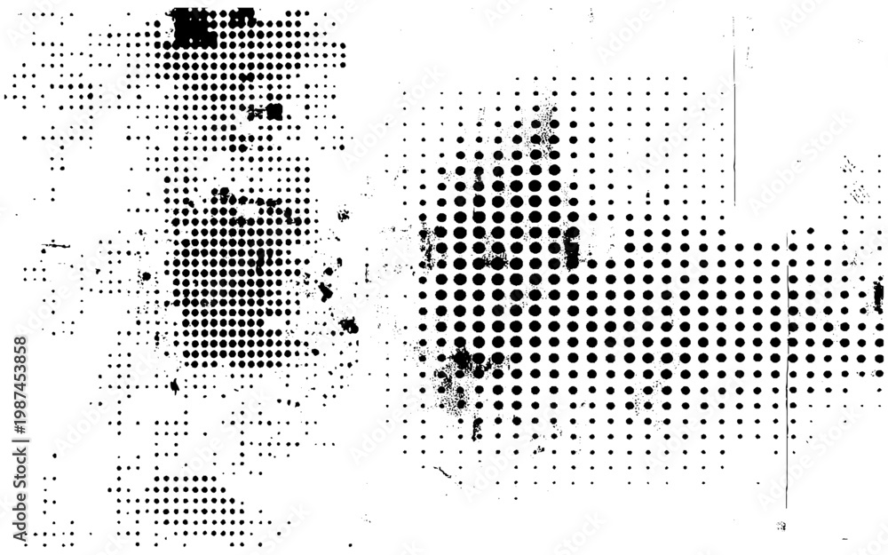 Fototapeta premium Dark halftone overlay texture for vintage graphic design. 