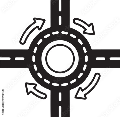 modern Roundabout Traffic Road Icon silhouette