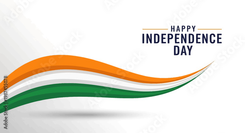 Vibrant Indian flag colors wave gracefully celebrating Happy Independence Day.