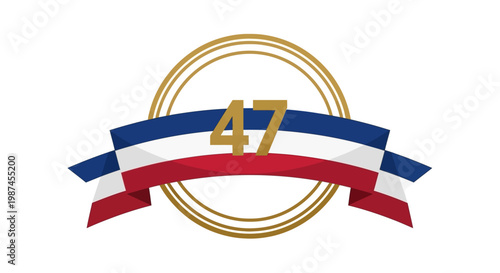 Number 47 on ribbon emblem.