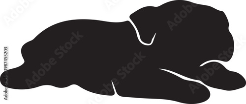 Sleeping bulldog black silhouette vector icon