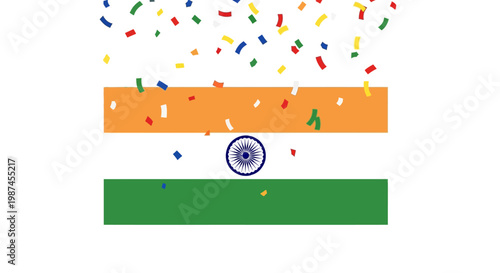 Indian Flag with Confetti Celebration.