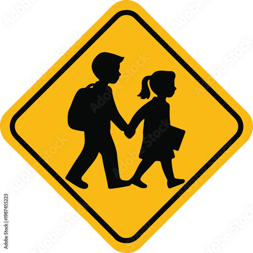 School Children Crossing Sign Icon
