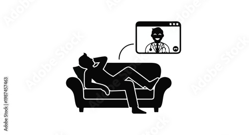 relaxed woman video chatting on laptop