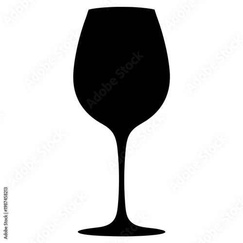 Black wine glass, wine glass silhouette, glassware icon, vector glass