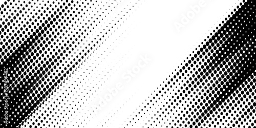 Abstract vector halftone tilted background with grainy stripes. Dotted texture and trendy halftone tonal gradation effect.