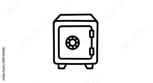 Financial Security Safe Box Outline Vector Illustration