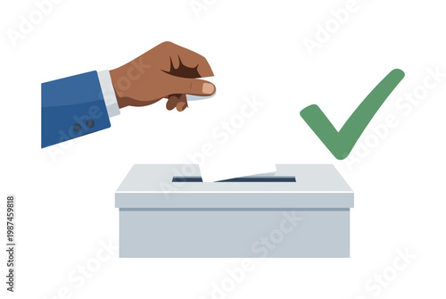 Democratic rights concept where a citizen prepares to cast a vote, highlighting equality, access, and participation in governance systems, visual metaphor of a hand