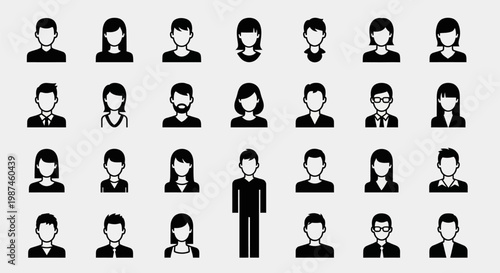Diverse collection of human avatar icons representing various individuals and user profiles.