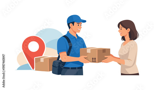A delivery worker transporting an order to a customer location, representing logistics, efficiency, and modern commerce in everyday service operations, a simple delivery