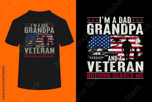 I'm A Dad Grandpa and Veteran Funny Retro Papa Grandpa Gifts T-Shirt
