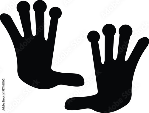 Lemur paw footprint icon set collection group, primate pawprint track footprint symbol vector pack, wildlife animal mark, flat and line style black icons isolated on transparent background