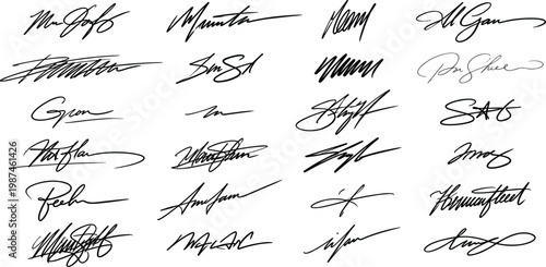 A Collection of Handwritten Signatures in Various Styles and Designs