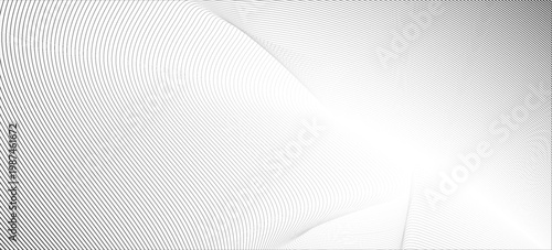 Black concentric circle texture. Radial geometric pattern background. Linear epicenter, radar, target concept. Round rippled halftone ring wallpaper for brochure, template, poster, overlay. Vector