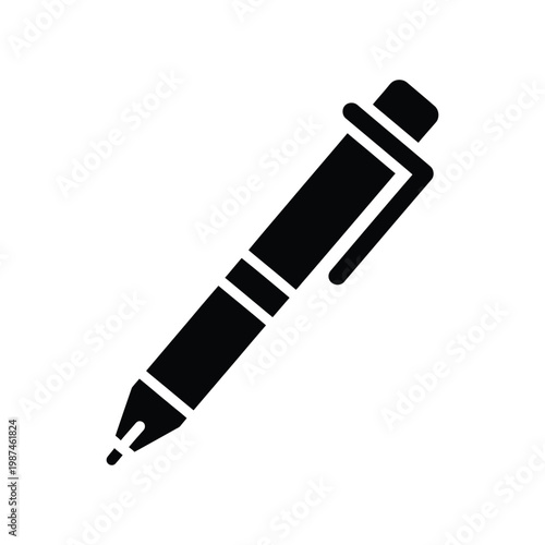 Minimalist black and white fountain pen isolated on white background for business and writing concepts
