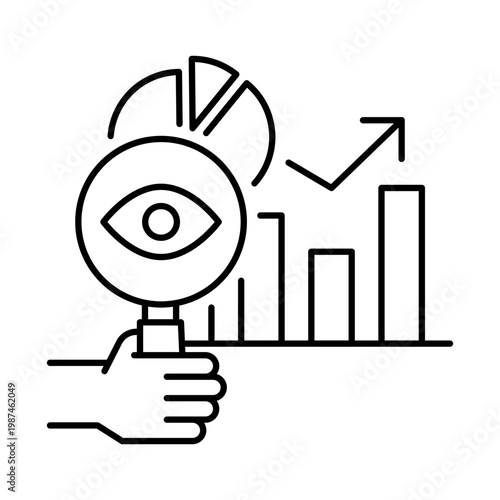 Data Insights Icon, Converting Raw Information into Strategic Knowledge for Action, Supporting business understanding, optimization, and growth
