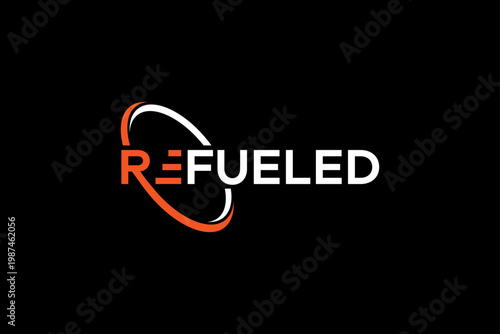 Refueled Logo Design with Circular Graphic Element and Modern Typography.