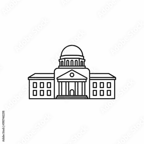 Minimalist Government Building Line Art Vector Illustration