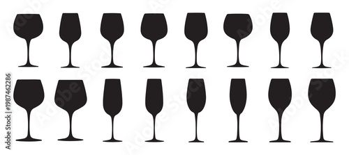 Tall wine and champagne glass silhouette icon for celebration. vector illustration eps 10.